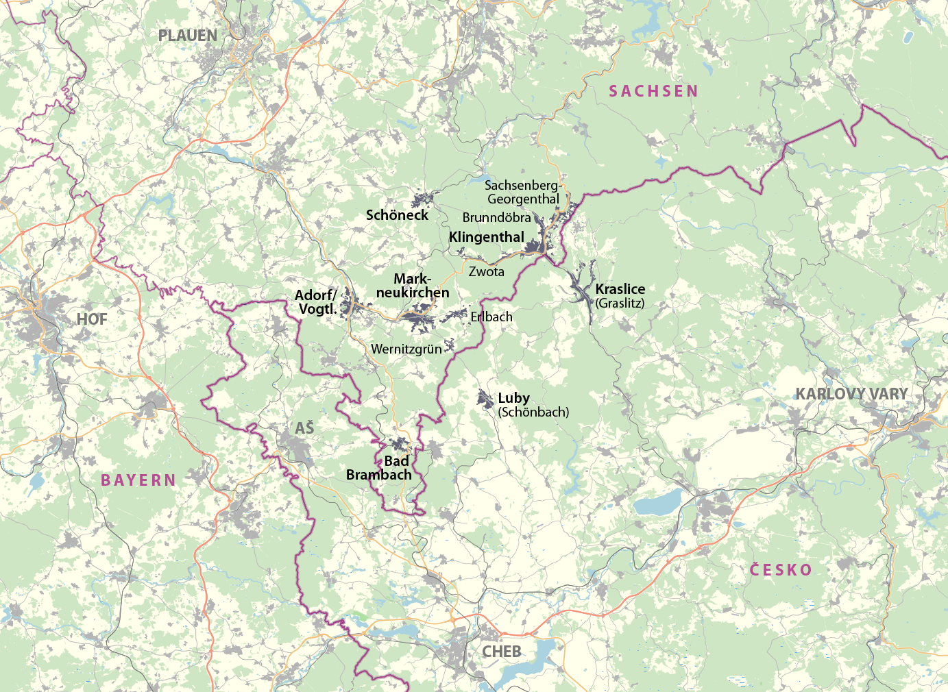 The music corner in Saxony (DE) and Bohemia (CZ) | Source: Wikipedia / OpenStreetMap