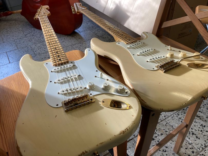 Two Mary Kaye Stratocasters from the Cunetto era