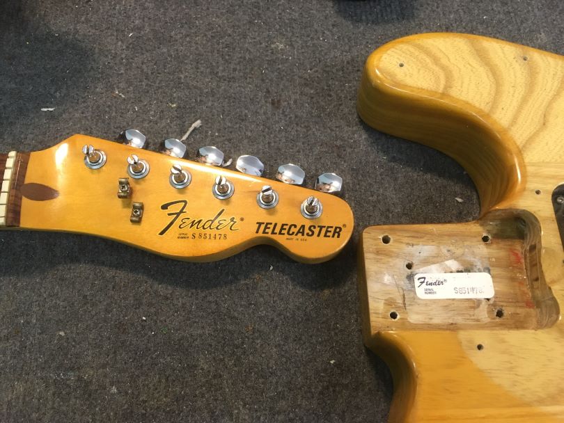 The matching serial number on the headstock and the neck pocket indicates a range of 1977-1978