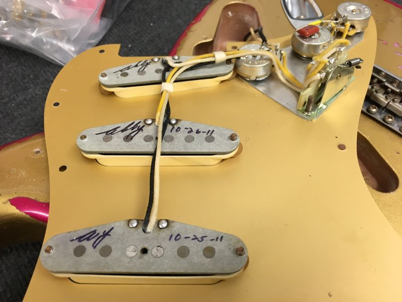 Fender pickups wound by the famous Abigail Ybarra (Abby) in 2011 for the Custom Shop Stratocaster
