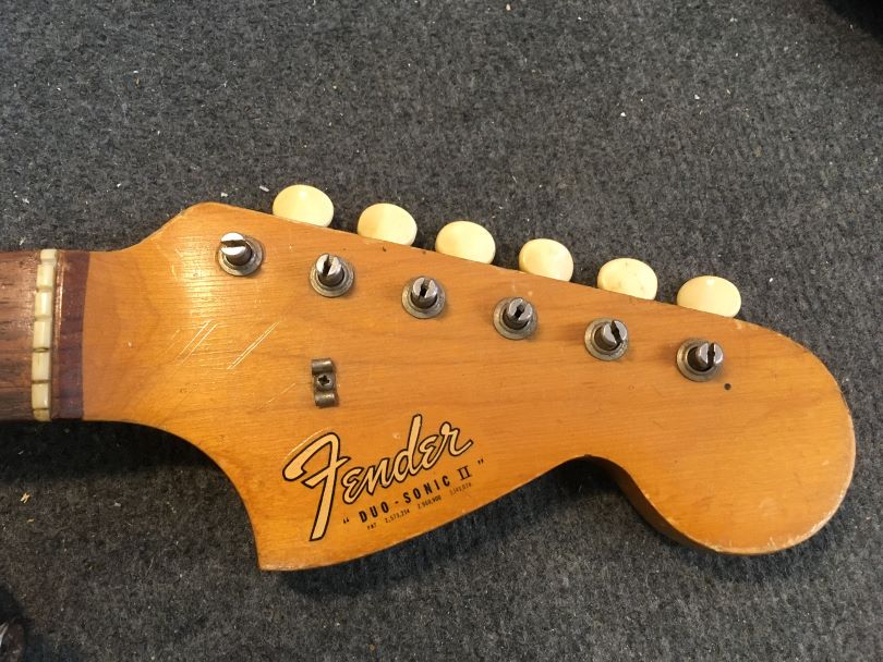 Fender Duo-Sonic ll headstock from the 1960s.