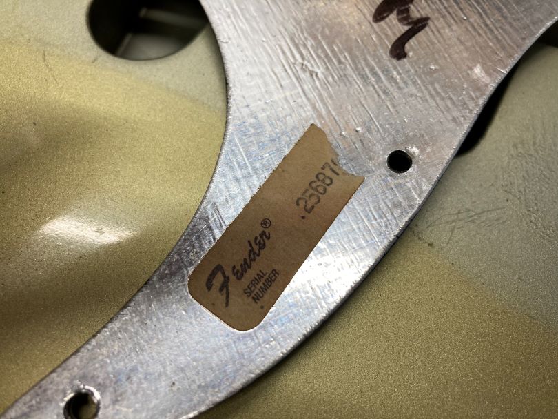 The serial number on the pickguard must be the same as the one stamped on the plate.