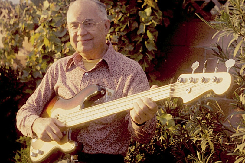 Clarence Leonidas Fender with a '58 - '59 Precision 