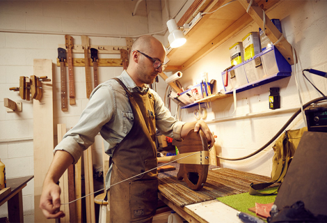 Jake Serek in his workshop l Photo: Serek Basses